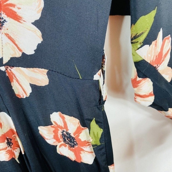 Asos Size 2 Black Floral Print Kimono Sleeve Jumpsuit - Picture 5 of 7